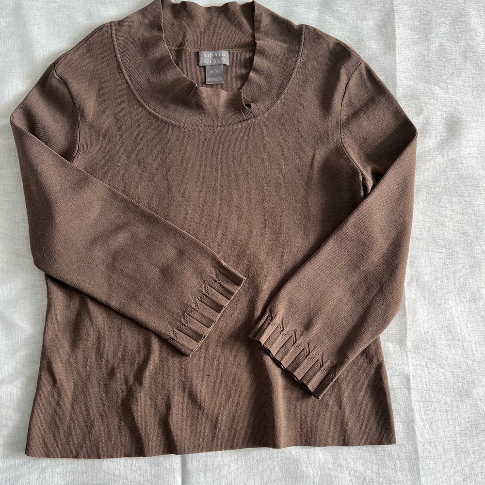 Sigrid Olsen Chocolate Brown Crew Neck Sweater